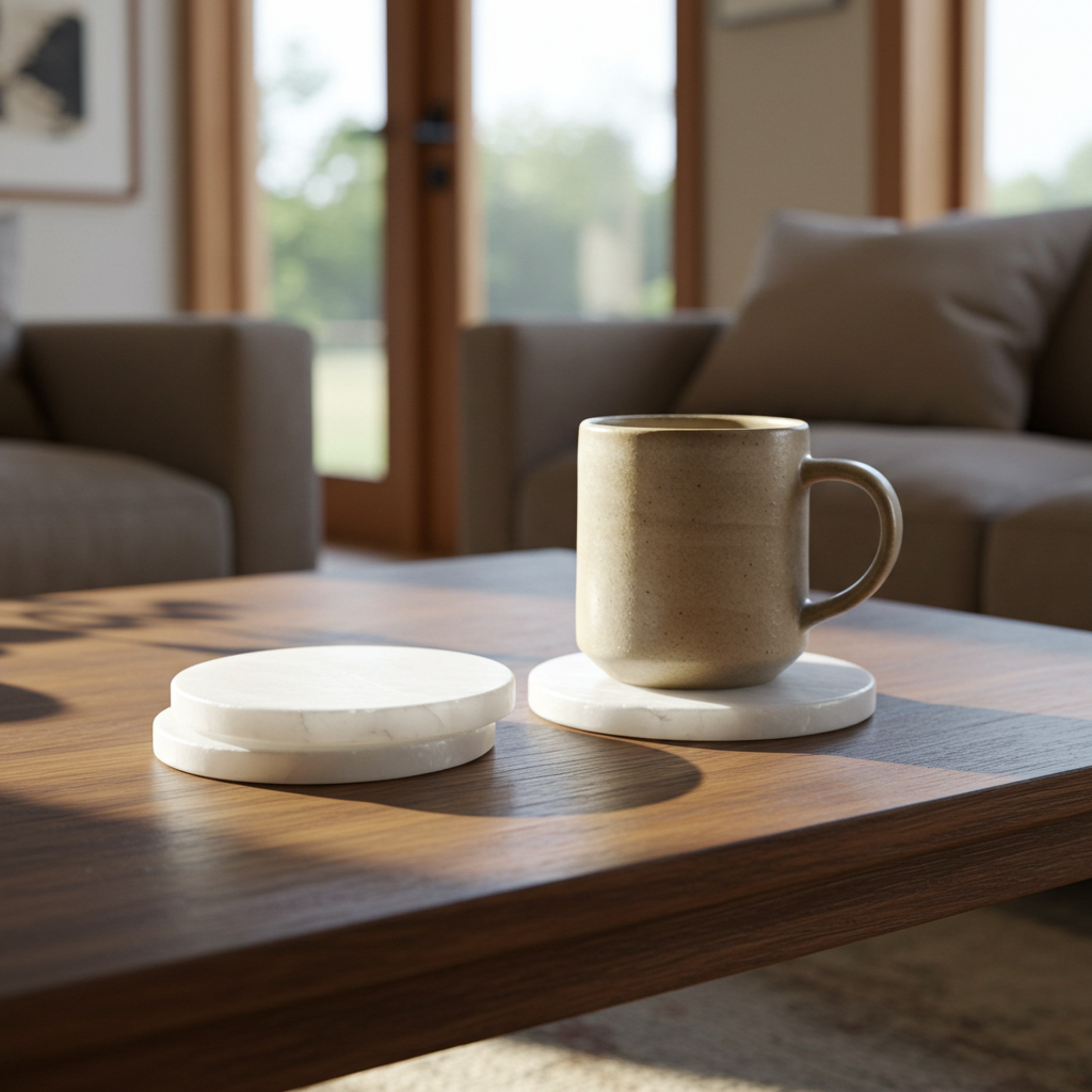 White Alabaster Coaster Set