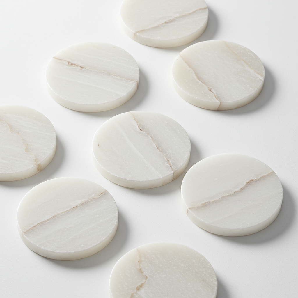 White Alabaster Coaster Set