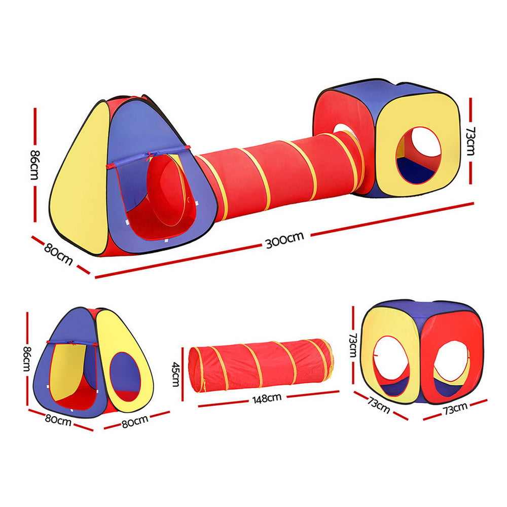 Kids Playhouse Tent Pop Up Teepee Castle with Crawl Tunnel