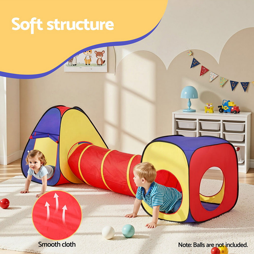 Kids Playhouse Tent Pop Up Teepee Castle with Crawl Tunnel
