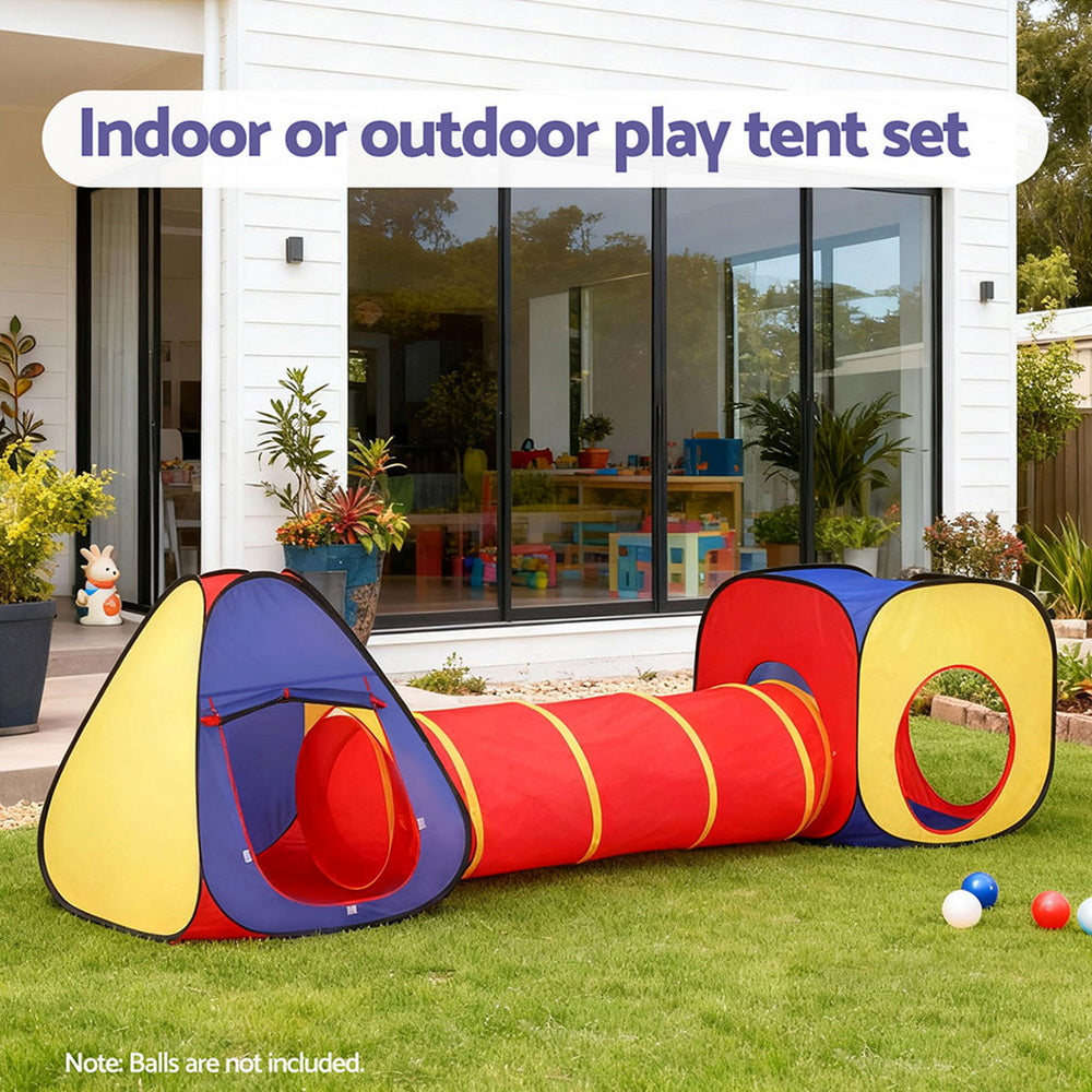 Kids Playhouse Tent Pop Up Teepee Castle with Crawl Tunnel