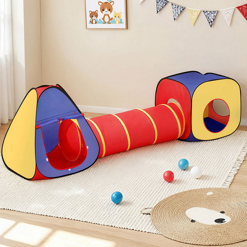 Kids Playhouse Tent Pop Up Teepee Castle with Crawl Tunnel