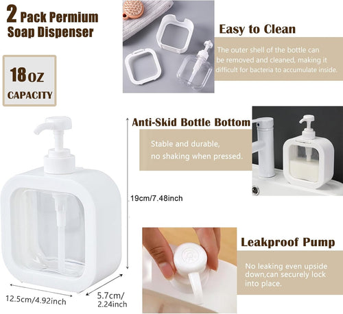 2 Pack 18Oz/500ml Liquid Soap Dispenser