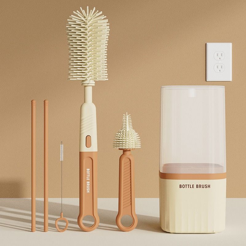 Baby Bottle Cleaning Brush Set - Orange