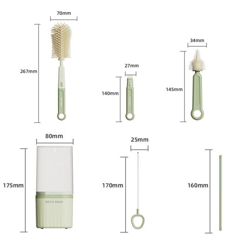 Baby Bottle Cleaning Brush Set - Grey