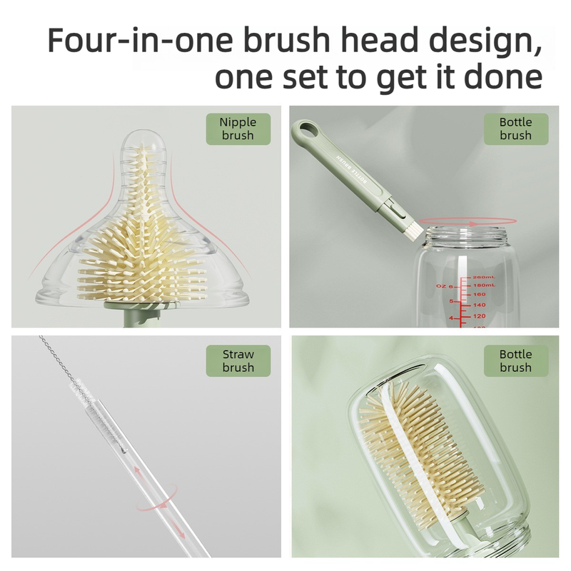 Baby Bottle Cleaning Brush Set - Green