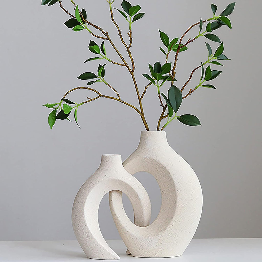 Ceramic Set of 2 Creative White Vases