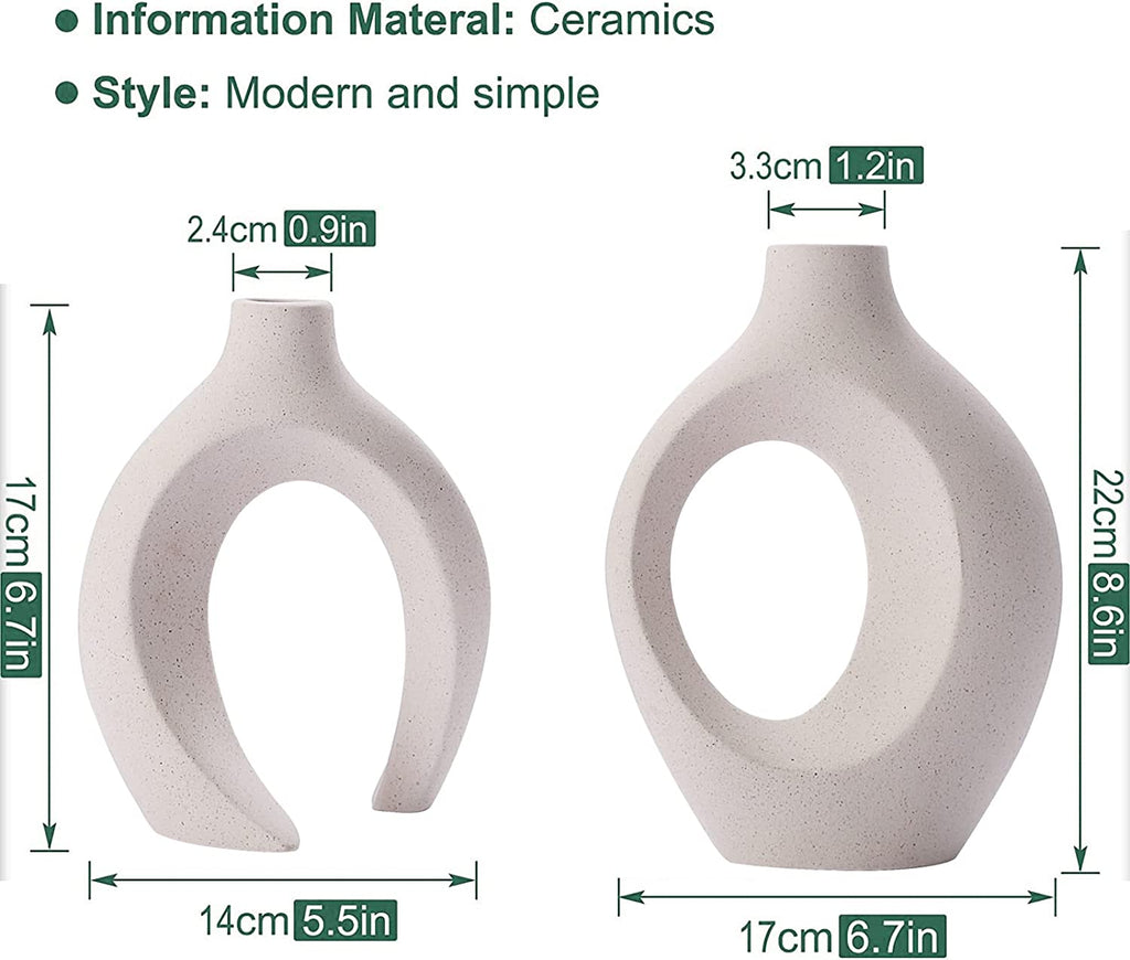 Ceramic Set of 2 Creative White Vases