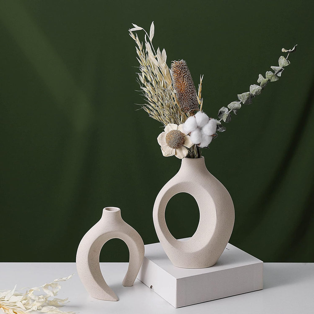 Ceramic Set of 2 Creative White Vases