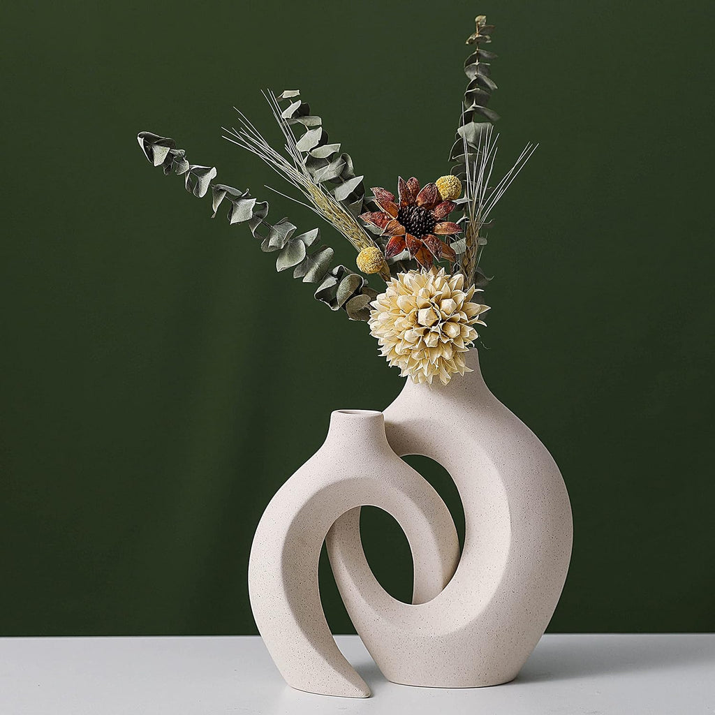 Ceramic Set of 2 Creative White Vases