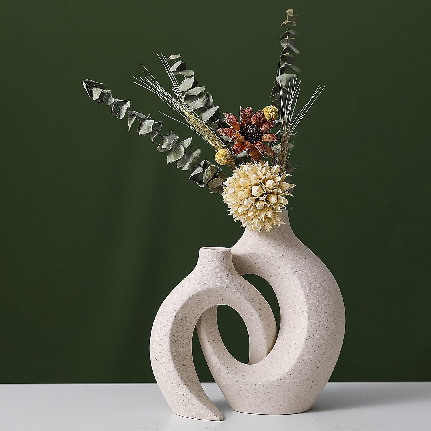 Ceramic Set of 2 Creative White Vases