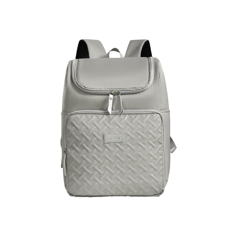 Grey Stylish Quilted Nappy Bag Backpack -